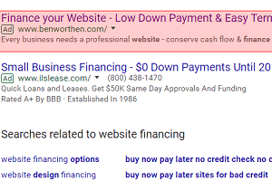 PPC advertisement for website financing