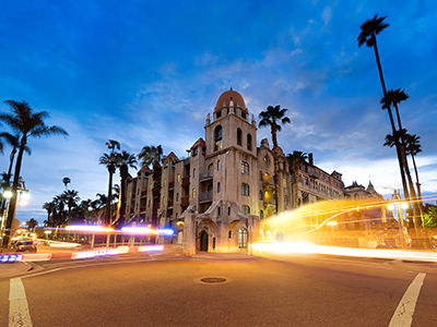 Timelapse at intersection of Mission Inn Riverside CA