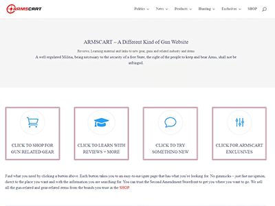 armscart website_San Diego_400x300x300 WordPress website for a firearms industry content company