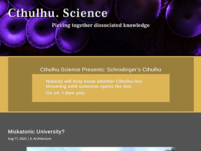 cthulhu science website_Orange County Ca_400x300x300 WordPress website built for Cthulhu and Lovecraft fans