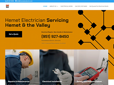 homewize electric website_Riverside Ca_400x300x300 Website for Riverside Electrical Contractor Homewize Electric